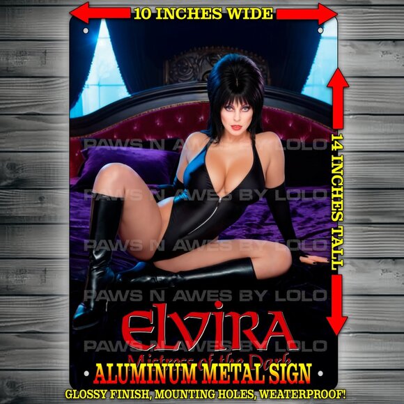 Elvira Mistress of the Dark Glossy Wall Art Metal Sign 10x14" - Picture 1 of 1